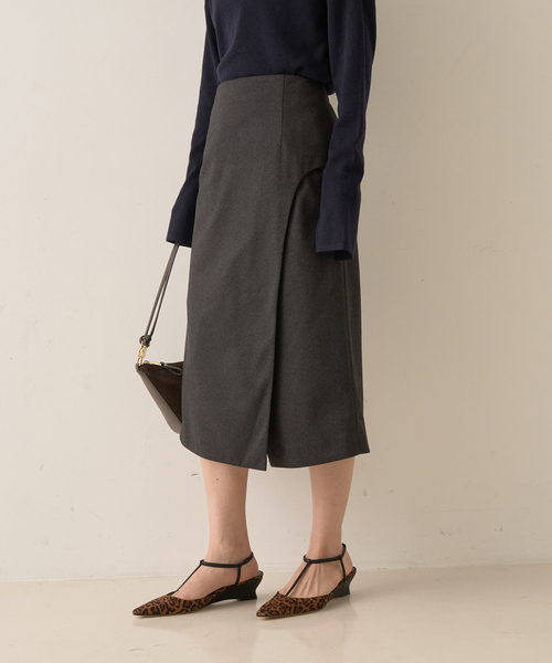 Rouge vif（ルージュヴィフ）の「ウールライクデザインスカート（スカート・レディース・チャコールグレー/ブラウン・36/38）」の4枚目の写真