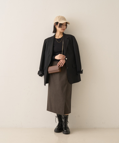 Rouge vif（ルージュヴィフ）の「ウールライクデザインスカート（スカート・レディース・チャコールグレー/ブラウン・36/38）」の16枚目の写真