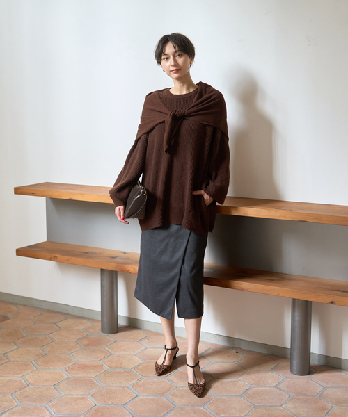 Rouge vif（ルージュヴィフ）の「ウールライクデザインスカート（スカート・レディース・チャコールグレー/ブラウン・36/38）」の19枚目の写真