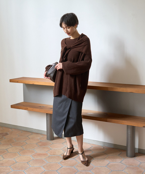 Rouge vif（ルージュヴィフ）の「ウールライクデザインスカート（スカート・レディース・チャコールグレー/ブラウン・36/38）」の20枚目の写真