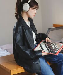 ステンカラー合皮ジャケット