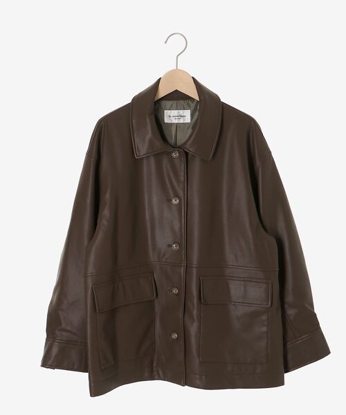 le.coeur blanc（ルクールブラン）の「ステンカラー合皮ジャケット（その他アウター・レディース・ブラック/ブラウン・38）」の3枚目の写真