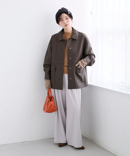 le.coeur blanc（ルクールブラン）の「ステンカラー合皮ジャケット（その他アウター・レディース・ブラック/ブラウン・38）」の6枚目の写真