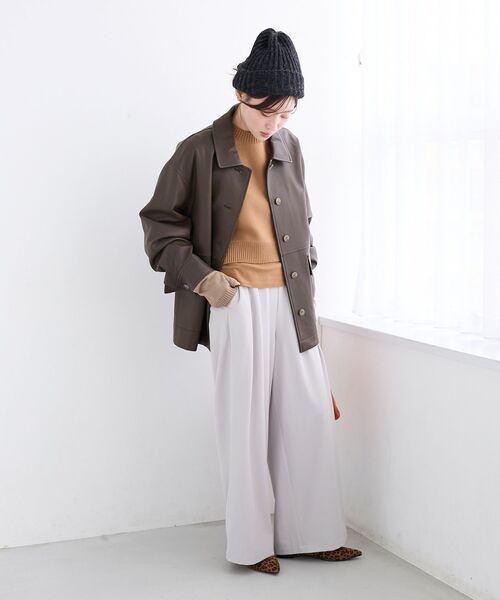 le.coeur blanc（ルクールブラン）の「ステンカラー合皮ジャケット（その他アウター・レディース・ブラック/ブラウン・38）」の7枚目の写真