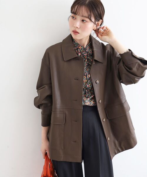 le.coeur blanc（ルクールブラン）の「ステンカラー合皮ジャケット（その他アウター・レディース・ブラック/ブラウン・38）」の12枚目の写真