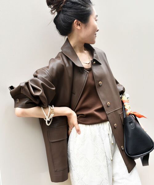 セール】ステンカラー合皮ジャケット（その他アウター）｜le.coeur