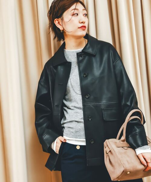 le.coeur blanc（ルクールブラン）の「ステンカラー合皮ジャケット（その他アウター・レディース・ブラック/ブラウン・38）」の16枚目の写真