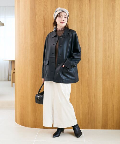 le.coeur blanc（ルクールブラン）の「ステンカラー合皮ジャケット（その他アウター・レディース・ブラック/ブラウン・38）」の18枚目の写真