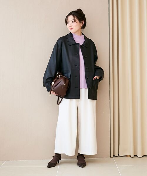 le.coeur blanc（ルクールブラン）の「ステンカラー合皮ジャケット（その他アウター・レディース・ブラック/ブラウン・38）」の19枚目の写真