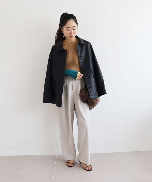 le.coeur blanc（ルクールブラン）の「ステンカラー合皮ジャケット（その他アウター・レディース・ブラック/ブラウン・38）」の22枚目の写真