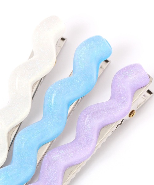 niko and...（ニコアンド）の「WAVE2SETヘアクリップ（バレッタ/ヘアクリップ・レディース・パープル/ライトブルー/アイボリー・0）」の6枚目の写真
