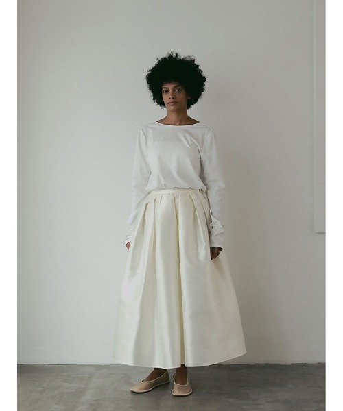 HER.（ハー）の「シャイニーギャザーフレアスカート（スカート・レディース・ブラック/オフホワイト・1/2）」の21枚目の写真