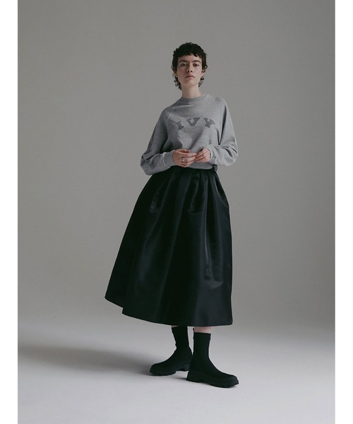 HER.（ハー）の「シャイニーギャザーフレアスカート（スカート・レディース・ブラック/オフホワイト・1/2）」の4枚目の写真