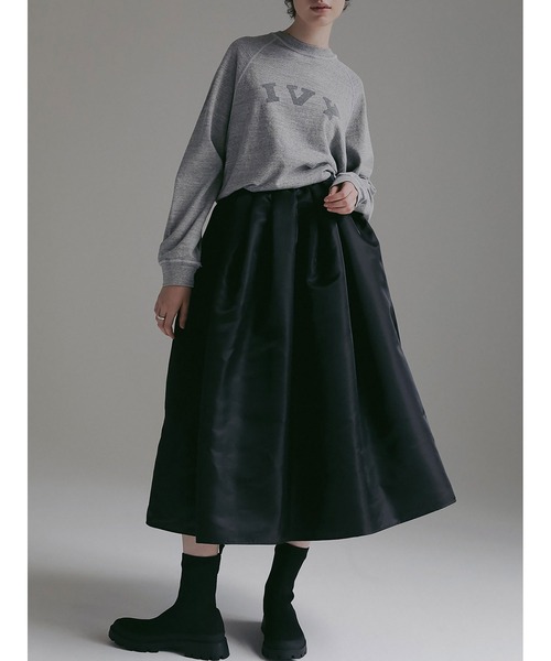 HER.（ハー）の「シャイニーギャザーフレアスカート（スカート・レディース・ブラック/オフホワイト・1/2）」の8枚目の写真