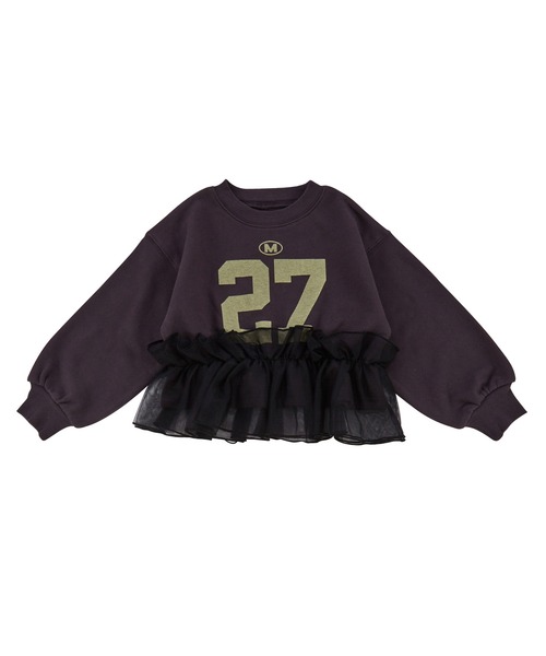 Ocean&Ground（オーシャン&グラウンド）の「チュールフリルナンバリングスウェット（スウェット・キッズ・グレー/パープル/チャコール・100/95/90/80/140/130/120/110）」の3枚目の写真