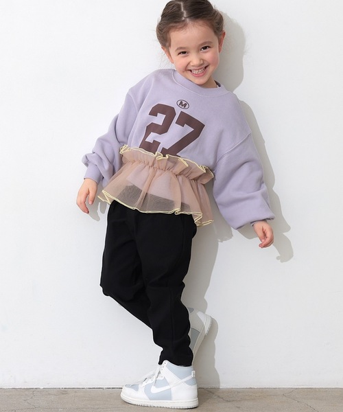 Ocean&Ground（オーシャン&グラウンド）の「チュールフリルナンバリングスウェット（スウェット・キッズ・グレー/パープル/チャコール・100/95/90/80/140/130/120/110）」の5枚目の写真