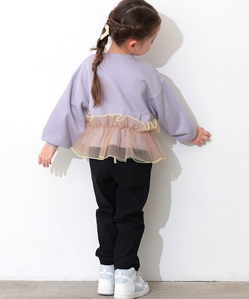 Ocean&Ground（オーシャン&グラウンド）の「チュールフリルナンバリングスウェット（スウェット・キッズ・グレー/パープル/チャコール・100/95/90/80/140/130/120/110）」の6枚目の写真