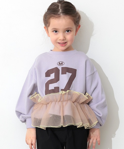 Ocean&Ground（オーシャン&グラウンド）の「チュールフリルナンバリングスウェット（スウェット・キッズ・グレー/パープル/チャコール・100/95/90/80/140/130/120/110）」の8枚目の写真