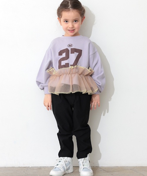 Ocean&Ground（オーシャン&グラウンド）の「チュールフリルナンバリングスウェット（スウェット・キッズ・グレー/パープル/チャコール・100/95/90/80/140/130/120/110）」の9枚目の写真
