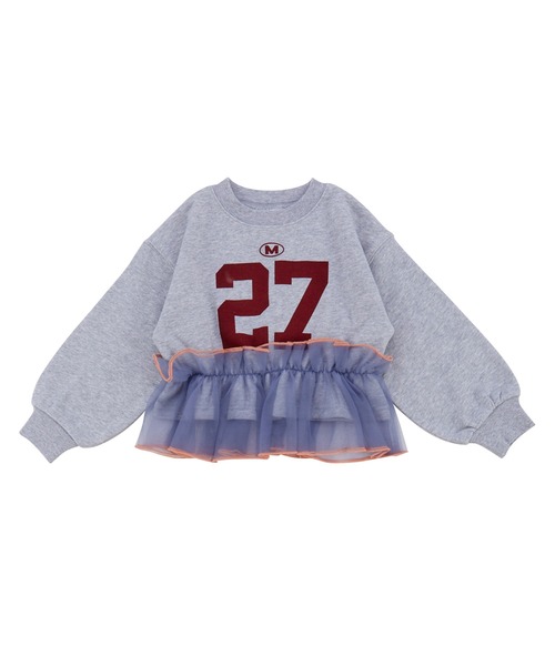 Ocean&Ground（オーシャン&グラウンド）の「チュールフリルナンバリングスウェット（スウェット・キッズ・グレー/パープル/チャコール・100/95/90/80/140/130/120/110）」の17枚目の写真