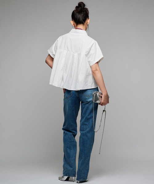 Narcissus（ナルシス）の「プリーツデザイン半袖ブラウス（シャツ/ブラウス・レディース・ホワイト/ブラック・FREE）」の13枚目の写真