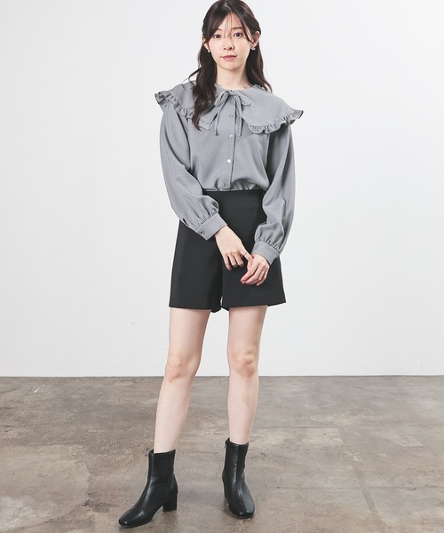 Honeys（ハニーズ）の「ビッグカラーブラウス（シャツ/ブラウス・レディース・ベージュ系その他/ホワイト/グレー系その他/ブラック・L/M/S）」の17枚目の写真