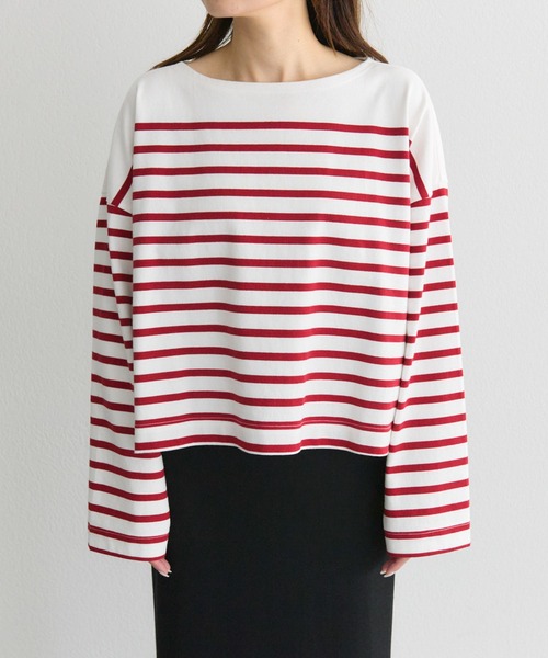 PUAL CE CIN（ピュアルセシン）の「【@kokiminitaコラボ】パネルボーダー ワイドスリーブカットソー（Tシャツ/カットソー・レディース・ボルドー/ネイビー・FREE）」の13枚目の写真