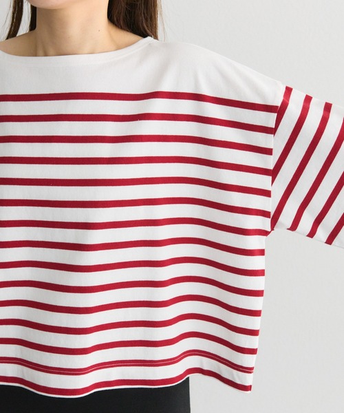 PUAL CE CIN（ピュアルセシン）の「【@kokiminitaコラボ】パネルボーダー ワイドスリーブカットソー（Tシャツ/カットソー・レディース・ボルドー/ネイビー・FREE）」の17枚目の写真