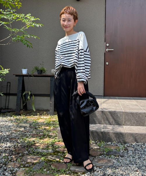 PUAL CE CIN（ピュアルセシン）の「【@kokiminitaコラボ】パネルボーダー ワイドスリーブカットソー（Tシャツ/カットソー・レディース・ボルドー/ネイビー・FREE）」の8枚目の写真