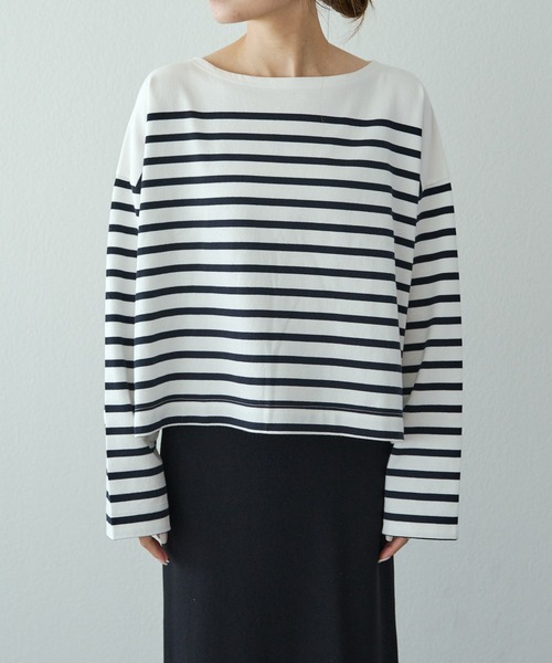 PUAL CE CIN（ピュアルセシン）の「【@kokiminitaコラボ】パネルボーダー ワイドスリーブカットソー（Tシャツ/カットソー・レディース・ボルドー/ネイビー・FREE）」の9枚目の写真