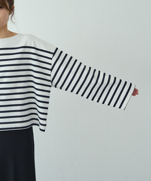 PUAL CE CIN（ピュアルセシン）の「【@kokiminitaコラボ】パネルボーダー ワイドスリーブカットソー（Tシャツ/カットソー・レディース・ボルドー/ネイビー・FREE）」の12枚目の写真