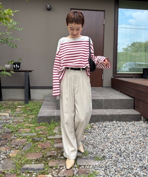 PUAL CE CIN（ピュアルセシン）の「【@kokiminitaコラボ】パネルボーダー ワイドスリーブカットソー（Tシャツ/カットソー・レディース・ボルドー/ネイビー・FREE）」の20枚目の写真