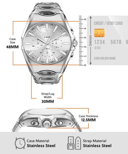 DIESEL（ディーゼル）の「ディーゼル 腕時計 メンズ アナログ ステンレス DZ4694（アナログ腕時計・メンズ・シルバー・FREE）」の5枚目の写真