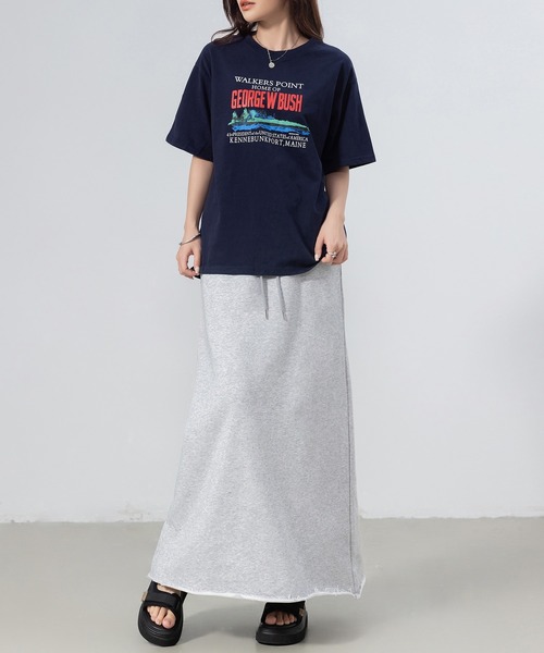 DAY CLOSET(デイ クローゼット)の「【ウエストゴム 紐調節可】切りっぱなしイージースウェットロングスカート レディース(スカート・レディース・グレー/チャコールグレー/ブラック・M/L)」の10枚目の写真