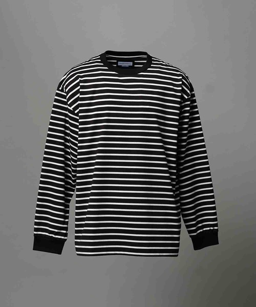 UNISEX》ULTIMA Cotton Border Prime-Over Crew Neck Long Sleeve T