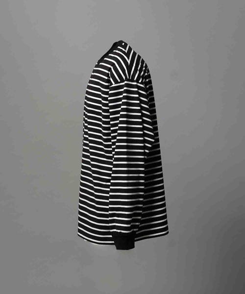 Maison Special 22AW ボーダープライムオーバーロングカットソー UNISEX》ULTIMA Cotton Border Prime-Over Crew Neck Long Sleeve T