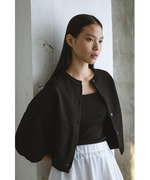 STYLEMIXER(スタイルミキサー)の「パネルフォルムカーディガン 秋服(カーディガン/ボレロ・レディース・オレンジ/アイボリー/ブラック・FREE)」の2枚目の写真