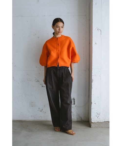 STYLEMIXER(スタイルミキサー)の「パネルフォルムカーディガン 秋服(カーディガン/ボレロ・レディース・オレンジ/アイボリー/ブラック・FREE)」の11枚目の写真