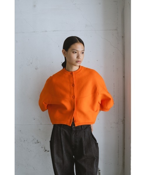 STYLEMIXER(スタイルミキサー)の「パネルフォルムカーディガン 秋服(カーディガン/ボレロ・レディース・オレンジ/アイボリー/ブラック・FREE)」の12枚目の写真