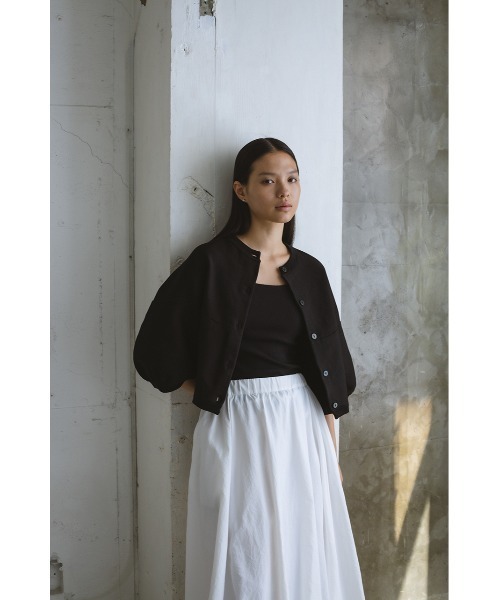 STYLEMIXER(スタイルミキサー)の「パネルフォルムカーディガン 秋服(カーディガン/ボレロ・レディース・オレンジ/アイボリー/ブラック・FREE)」の4枚目の写真