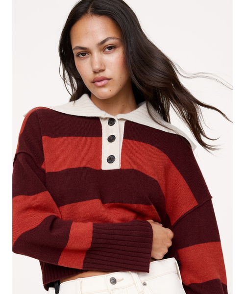 Banana Republic（バナナリパブリック）の「オーバーサイズ カシミヤ クロップド ニットポロニット（ニット/セーター・レディース・ブラウン/レッド系その他・L/S/M/XS）」の8枚目の写真