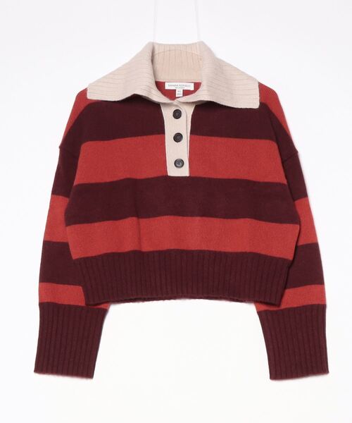 オーバーサイズ カシミヤ クロップド ニットポロニット（ニット