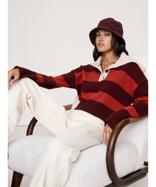 Banana Republic（バナナリパブリック）の「オーバーサイズ カシミヤ クロップド ニットポロニット（ニット/セーター・レディース・ブラウン/レッド系その他・L/S/M/XS）」の5枚目の写真