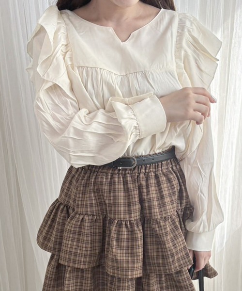 frunco(フランコ)の「【ZOZO限定】ルーズフィットフリルブラウス(シャツ/ブラウス・レディース・ホワイト/ブラック・FREE)」の9枚目の写真