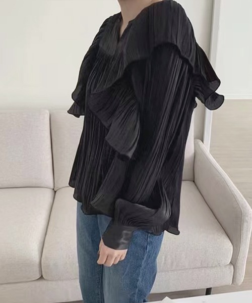 frunco(フランコ)の「【ZOZO限定】ルーズフィットフリルブラウス(シャツ/ブラウス・レディース・ホワイト/ブラック・FREE)」の3枚目の写真