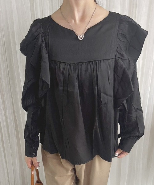 frunco(フランコ)の「【ZOZO限定】ルーズフィットフリルブラウス(シャツ/ブラウス・レディース・ホワイト/ブラック・FREE)」の12枚目の写真