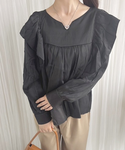 frunco(フランコ)の「【ZOZO限定】ルーズフィットフリルブラウス(シャツ/ブラウス・レディース・ホワイト/ブラック・FREE)」の7枚目の写真