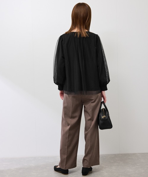 ROPE' PICNIC(ロペピクニック)の「チュールドッキングボリュームスリーブニットプルオーバー(ニット/セーター・レディース・オフホワイト/ブラック/ブラウン・FREE)」の6枚目の写真