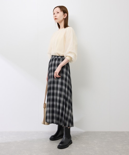 ROPE' PICNIC(ロペピクニック)の「チュールドッキングボリュームスリーブニットプルオーバー(ニット/セーター・レディース・オフホワイト/ブラック/ブラウン・FREE)」の10枚目の写真