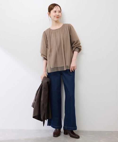 ROPE' PICNIC(ロペピクニック)の「チュールドッキングボリュームスリーブニットプルオーバー(ニット/セーター・レディース・オフホワイト/ブラック/ブラウン・FREE)」の16枚目の写真
